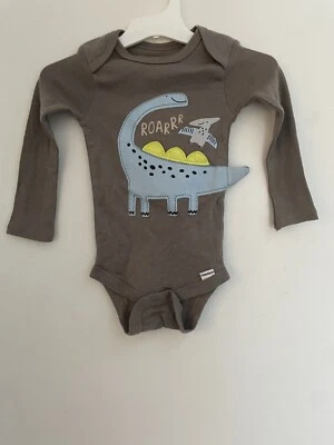Lindo mono gris manga larga gráfico de dinosaurios Gerber Baby Boys 100 % algodón 6-9M Foto 1 de 4