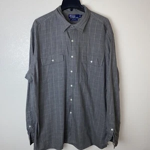 Ralph Lauren Mens button down Plaid shirt long sleeve Benford 2XL Gray - Picture 1 of 8
