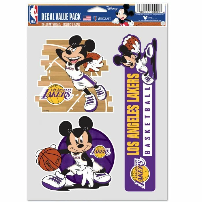 LOS ANGELES LAKERS MICKEY MOUSE 3 PEÇAS DECALQUES MULTIUSO LICENCIADOS PELA DISNEY - Imagem 1 de 1