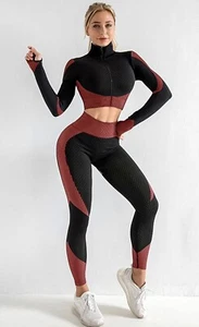 Workout set size Medium womens Crop jacket with yoga legging New Outfit - Picture 1 of 5