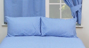 Gingham Check Bluebell Pillowcase Pair 50cm x 75cm 100% Natural Cotton - Picture 1 of 1