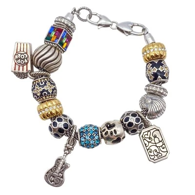 Brighton Charm Pulsera Palomitas Guitarra Ticket Dijes Estrás Bling 8" 14 Char Foto 1 de 4