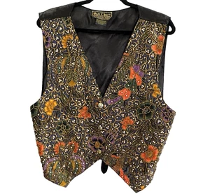 Vtg BALI CHIC Women Beaded Vest Button Sleeveless One Size Multicolor Artsy 22-4 - Picture 1 of 9