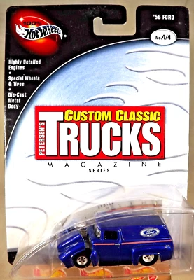 2002 风火轮 100% 定制经典卡车杂志系列 4/4 '56 福特蓝色 wRR — 第 1/4 张图片