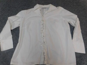 Worthington Womens blouse Top 18W designer White  stretch lightweight one button - Picture 1 of 10