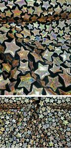 Rose Gold Stars Iridescent On Black Stretch Velvet Fabric By The Yard Clothing D