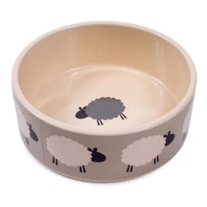 Cuenco de cerámica para perro gato comida agua cuenco gres crema oveja mediana cara de mascota 15 cm - Imagen 1 de 1