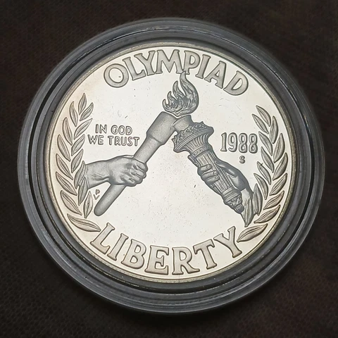1988-S $1 Seoul, South Korea Summer Olympics Proof - Silver Dollar in Capsule Cover