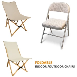 NEW DELUXE STRONG STEEL METAL FRAME FABRIC PADDED FOLDING OFFICE BACK REST CHAIR - Picture 1 of 25