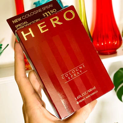 原装复古 Prince Matchabelli HERO 古龙水 3.4 盎司 100 毫升喷雾瓶全盒+盒 — 第 1/4 张图片