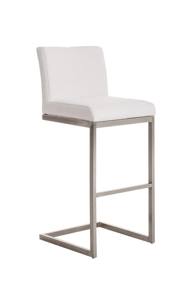 Tabouret de Bar Paros en Tissu avec Dossier Avec Piètement Luge Style Industriel - Photo 1/1