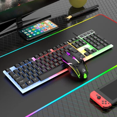 Keyboard and Mouse Combo,LED Backlit RGB Keyboard,Desktop Keyboard for PC Gamers - Image 1 of 4