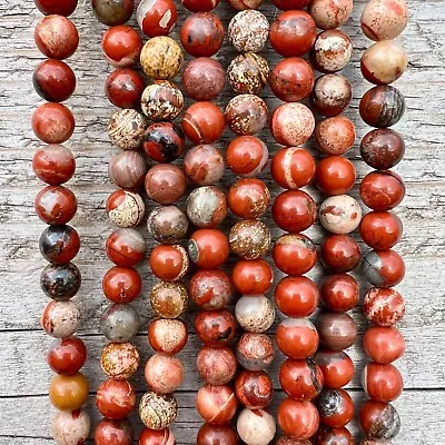 Echte Roter Cappuccino Jaspis 4 6 8mm Perlen 38cm Strang für Armband Schmuck - Bild 1 von 4