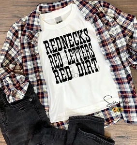 Rednecks, Red Letters, Red Dirt T-Shirt, Morgan Wallen Country Music, Custom Tee - Bild 1 von 4