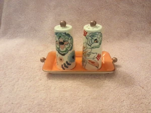 Anthropologie Eres  Salt Pepper Shakers Tray Floral - Picture 1 of 14