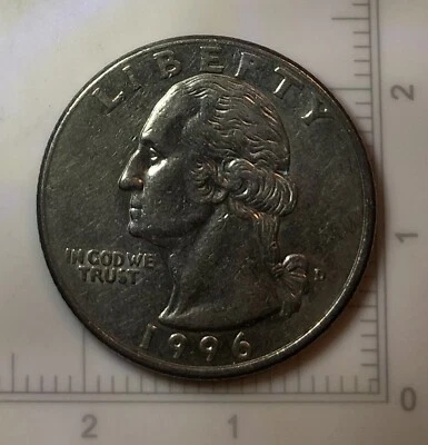 1996 D Washington Quarter Die Chip "S" in Trust Error Coin - Image 1 of 4