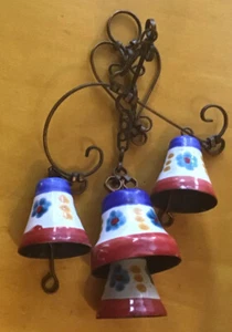 Cone Shopkeeper Chimes Sculpture Folk Art Metal Hardware Floral Enameled - Picture 1 of 4