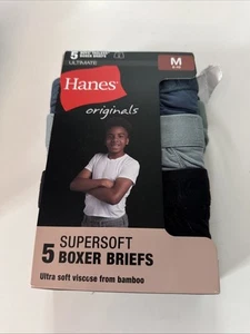 Hanes Tagless Boxer Briefs Boys M 8-10 Ultimate Soft Multicolor 5 Pack - Picture 1 of 2