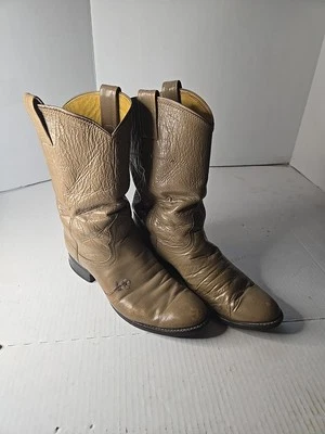 Nocona Wildflower Taupe Leather Roper Cowboy Boots Womens Style 134 Size 6 1/2 B - Image 1 of 4