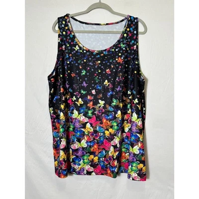 Women's Plus Size Colorful Stretchy Tank Top Butterflies Polka Dots Size 4X - Image 1 of 3