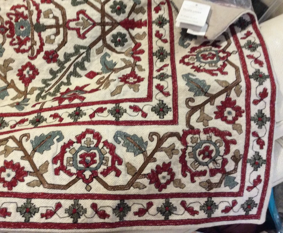 Pottery Barn Demeter Embroidered Pillow Cover 20x20 NWT! Red Green Multi Holiday - Image 1 of 1