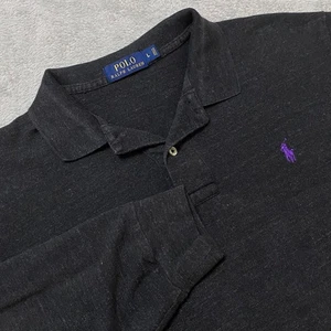 Camisa Polo Ralph Lauren Para Hombres Grande Jaspeada Carbón Manga Larga Polo - Imagen 1 de 7