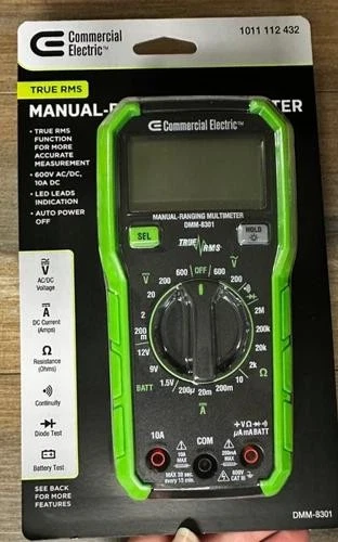 Multímetro digital elétrico comercial 600 volts True RMS alcance manual DMM-8301 - Imagem 1 de 1