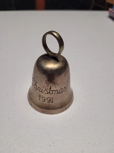 Vintage International Silver Co. Plated "Christmas 1991" Metall Bell Ornament - Bild 1 von 2