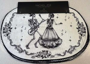 New RACHEL ZOE Halloween 4 Placemats Día De Los Muertos Day Of The Dead Gothic - Picture 1 of 7