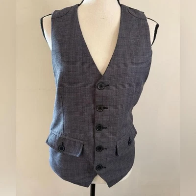 Sovereign Code vest gray plaid outer blue white  plaid SZ SM - Image 1 of 4