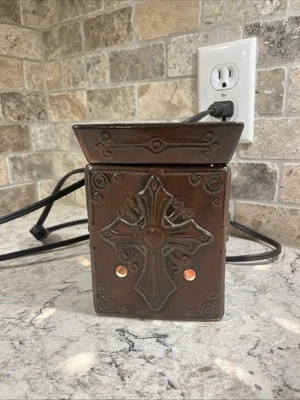  Scentsy Charity Cross Faith Brown Full Sized Scented Wax Warmer retired - Image 1 of 4