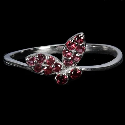 Anillo de plata de ley 925 redondo rodolita granate abeja piedras preciosas joyería talla 8 Foto 1 de 4