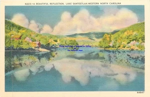 Postal de lino vintage de Lake Santeetlah cerca de Robbinsville Carolina del Norte sin publicar - Imagen 1 de 2