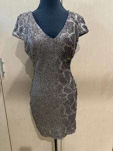 Ark & Co. Brown Gold Sequin Cap Sleeve Mini Cocktail Party Dress Sz M NWT - Picture 1 of 9