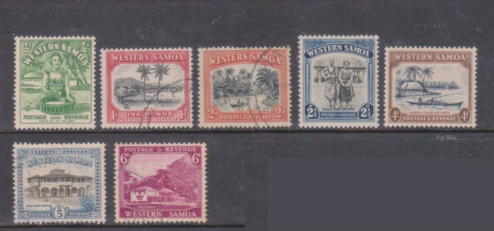 (K40-55) 1925 Samoa Juego de piezas de 7 sellos franqueo e ingresos 1/2d a 6d (BE) Foto 1 de 1