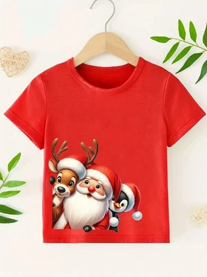 Camiseta Navidad Niños Papá Noel, Reno, Pingüino Tallas 12 Lun a 5T Foto 1 de 4