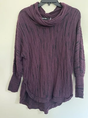 Nic + Zoe Cowl Neck Long Sleeve Pullover Mid Weight Sweater Maroon Black Sz S - Image 1 of 4
