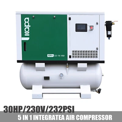 30HP 230V 232PSI 5in1 Rotary Screw Air Compresso+Air Dryer+Adsorption drye+Tank - Image 1 of 4