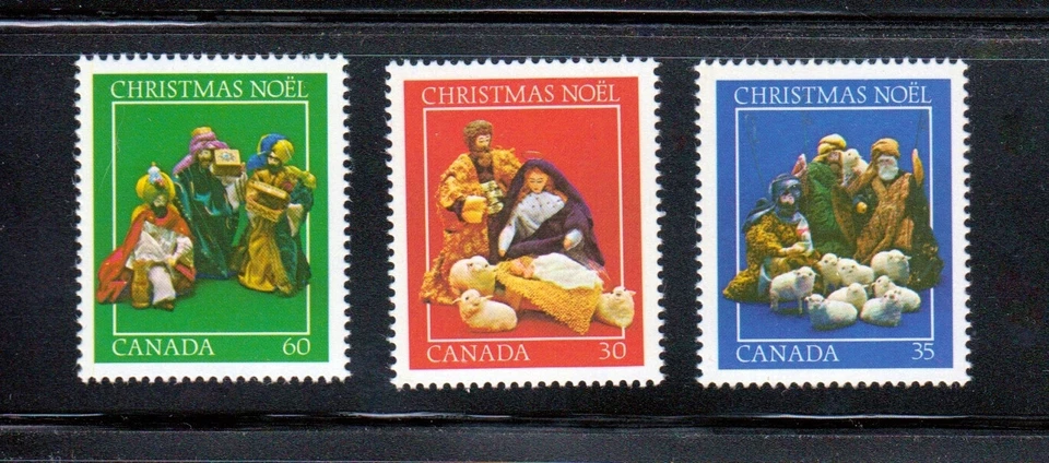Figuras de guardería de Navidad Sagrada Familia, pastores - Canadá 1982 #973-975 MNH Foto 1 de 1