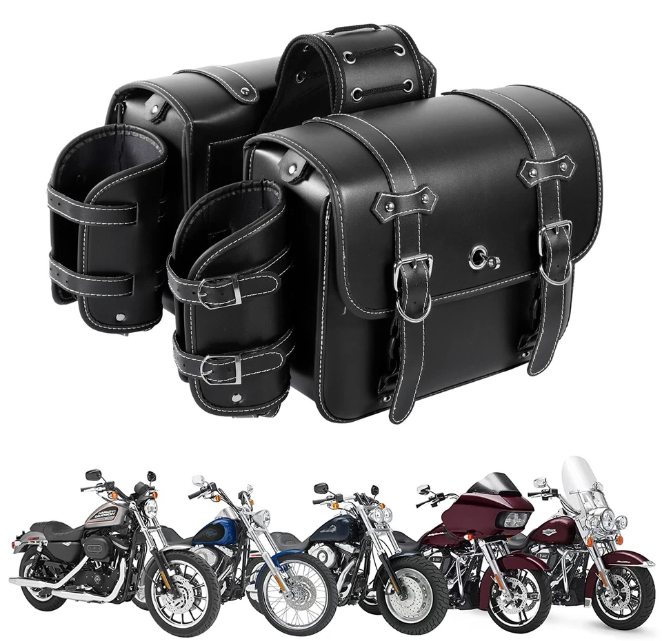 Black Side Saddle Bags with Cup Holder for Suzuki Boulevard M109R M50 M90 M95 Foto 1 de 4
