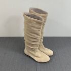 UGG Tall Slouch Boots Womens Size 5 Tan Suede Abilene Perforated Pull on 1947