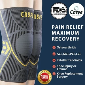 2-Pack Knee Sleeve Compression Brace Support Sport Joint Pain Arthritis Relief - Picture 1 of 38