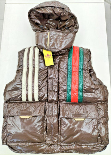 Gucci x Adidas piumino piumino sherry linea marrone taglia 50 autentico 713715