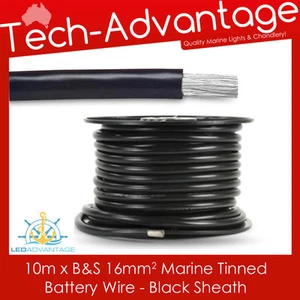 10M X B&S 16MM 110AMP ALAMBRE DE COBRE ESTAÑADO MARINO - BATERÍA/RESISTENTE - NEGRO - Imagen 1 de 1