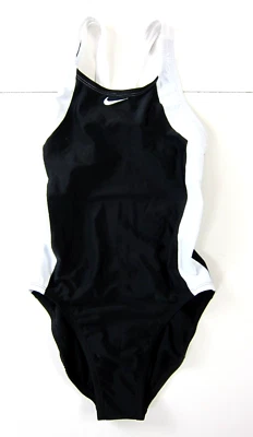 NWT Nike Black White Racerback Team Swim Train One Piece Swimsuit Woman 32/6 - Image 1 of 4
