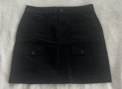 BANANA REPUBLIC Mini Falda Negra Talla 4 Mezcla Algodón 6 Bolsillos 198699 Y2k Foto 1 de 4