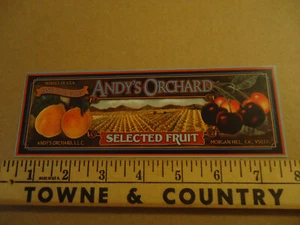 Andy's Orchard Morgan Hill CA peaches cherries fruit box label - Picture 1 of 1