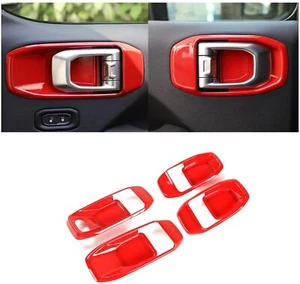 Cubierta de tazón de manija de puerta interior 4 piezas para Jeep Wrangler JL 2018+ 4 puertas rojo - Imagen 1 de 7