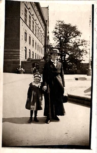 RPPC Well Dressed Woman & Young Girl Standing Outdoors • Unposted Dated 1919 - Picture 1 of 2