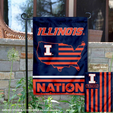 University of Illinois USA Stars and Stripes Nation Garden Flag and Yard Banner Cover